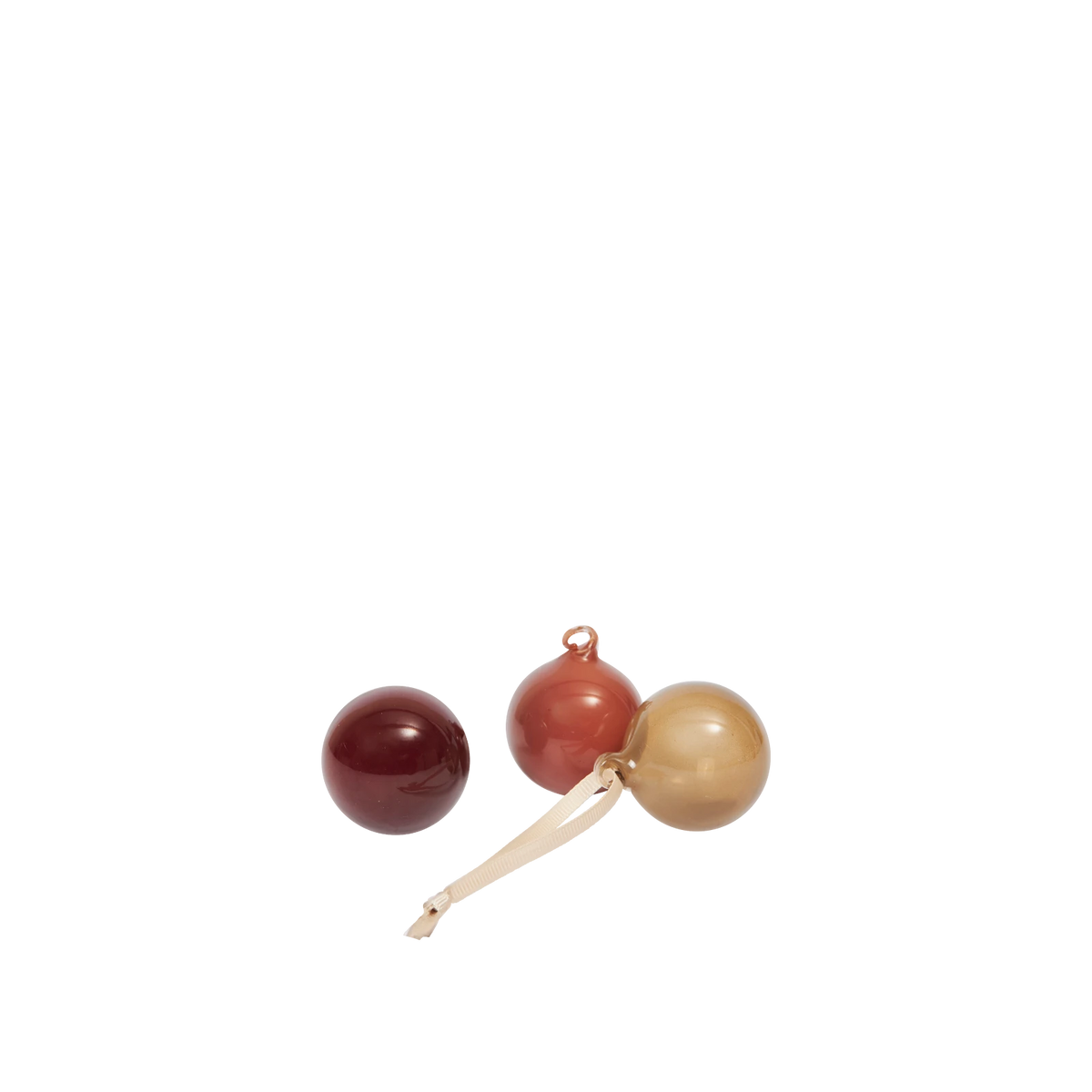 ferm Living Small Glass Baubles Set of 3 in Roseate Opaque Glass | Lifestory