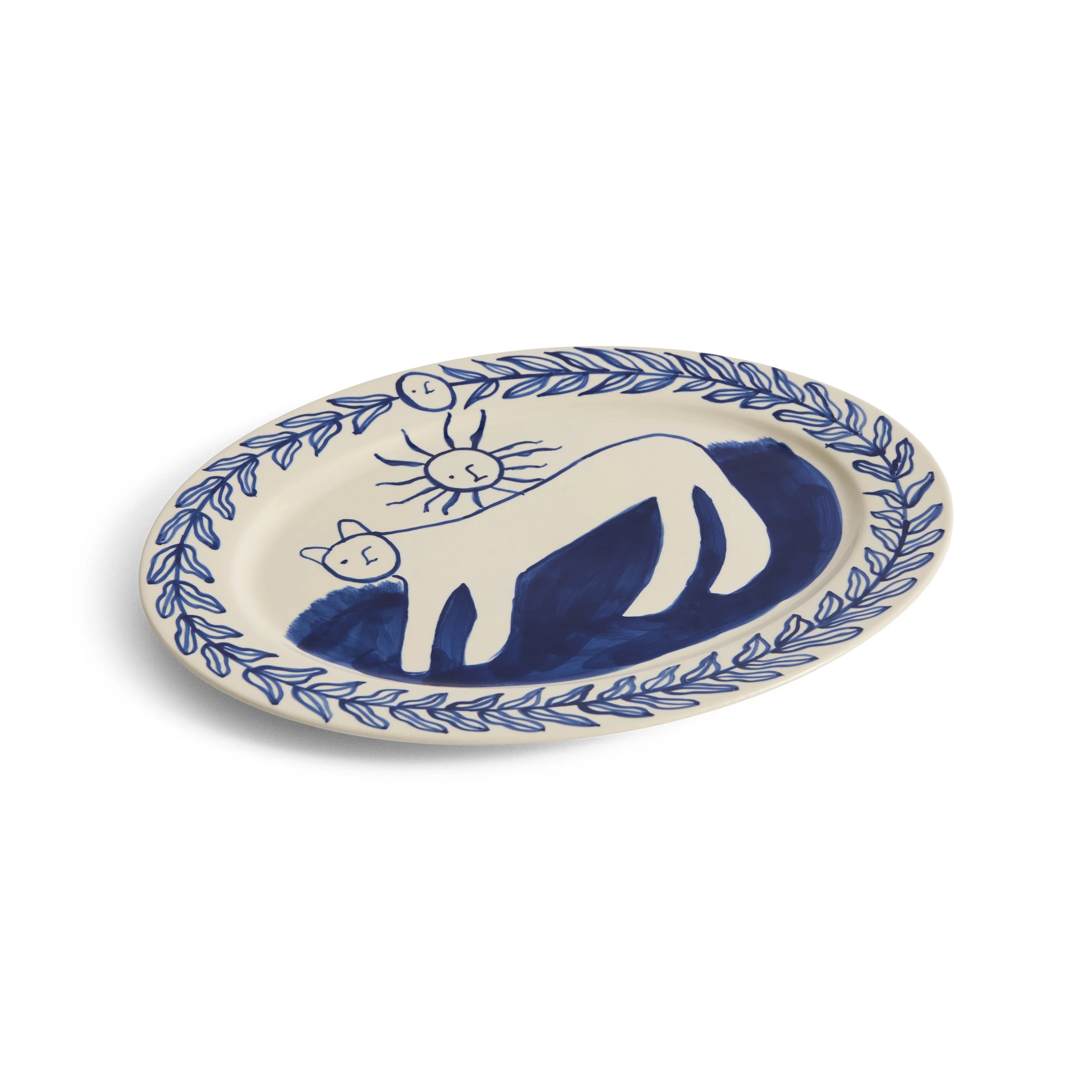 HAY x Emma Kohlmann - La Pittura Ø36.5cm Serving Platter in Charlotte pattern at an angle