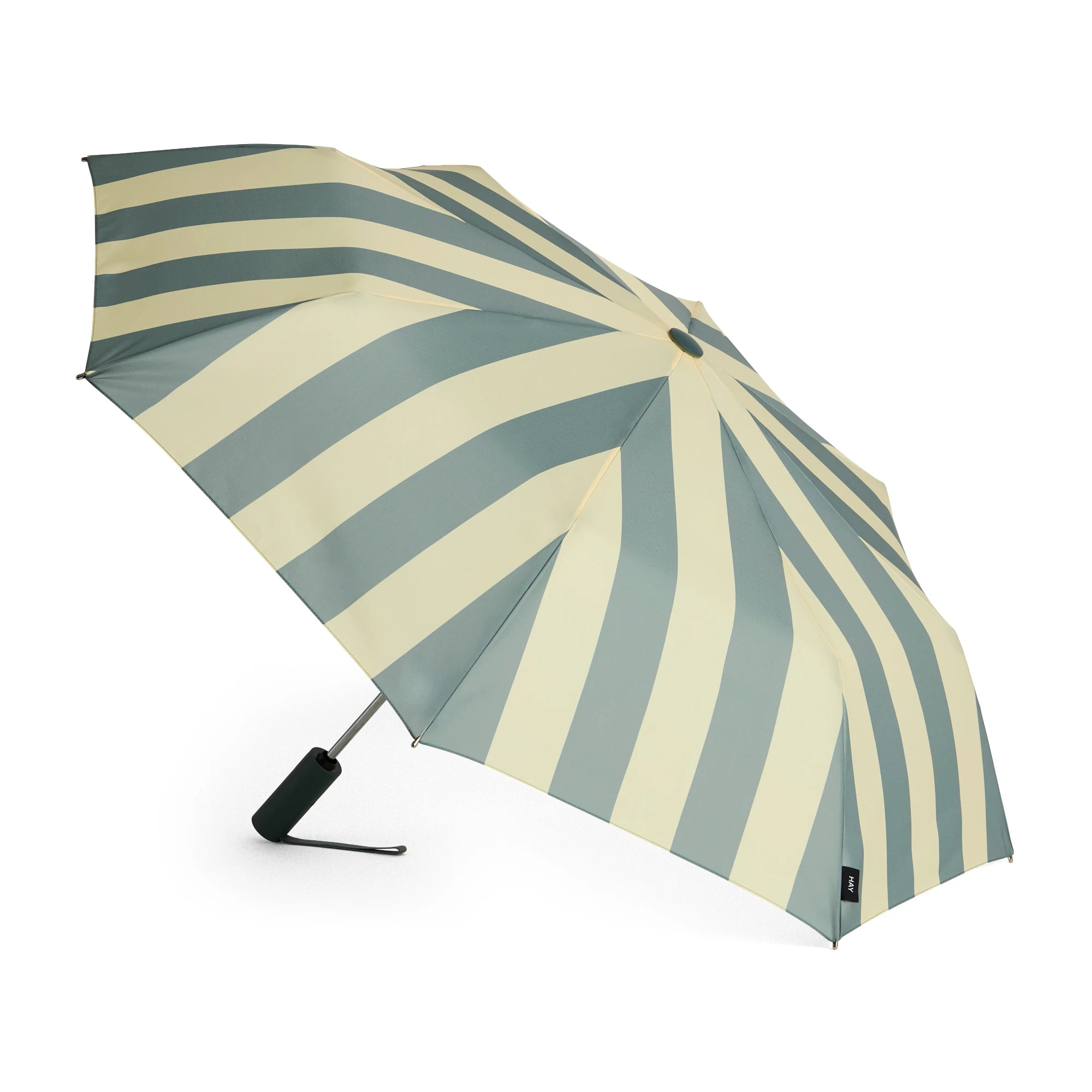 HAY Regn umbrella in soft yellow displayed open on a white background