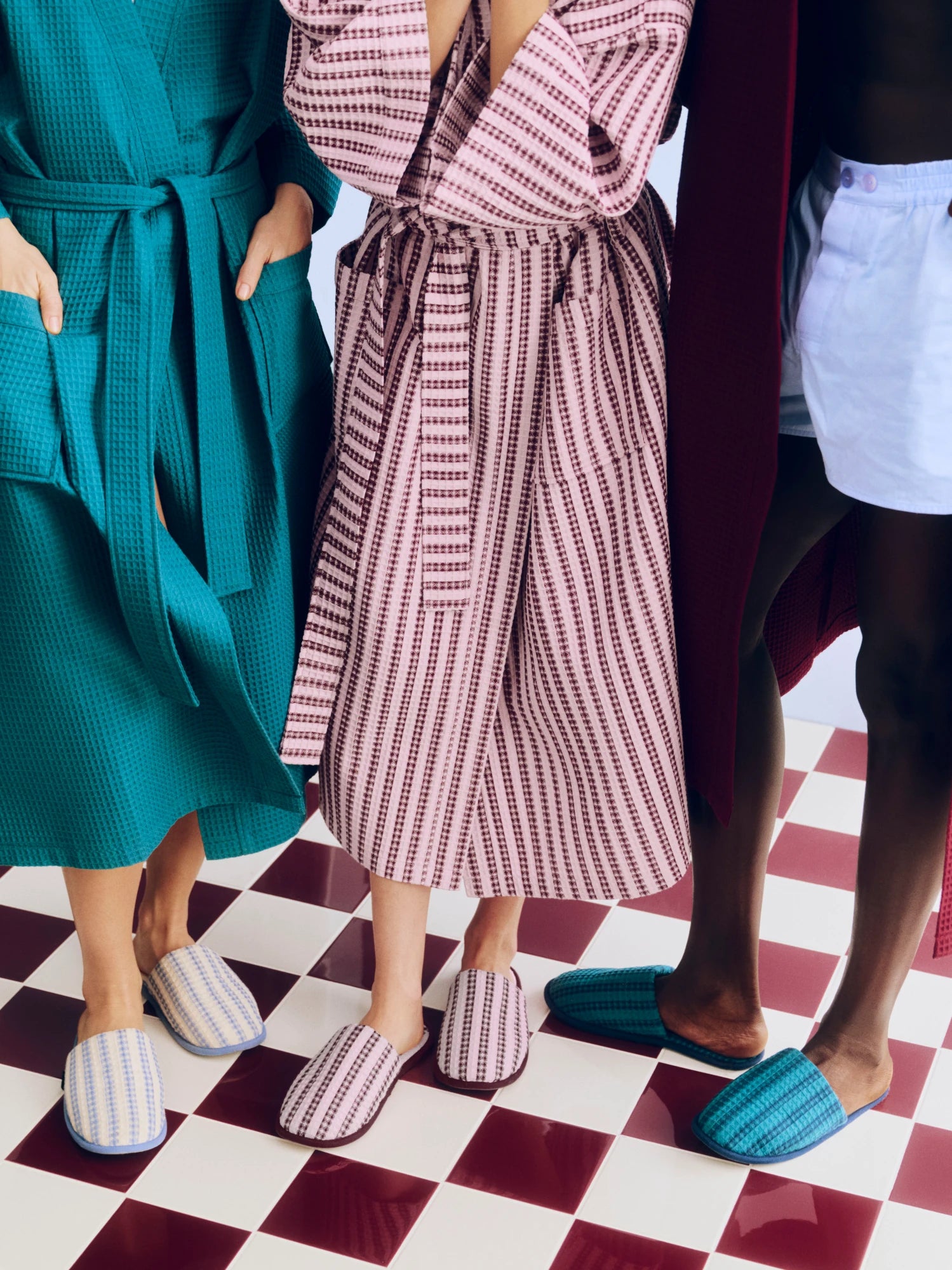 HAY Waffle striped collection including slippers and bathrobes