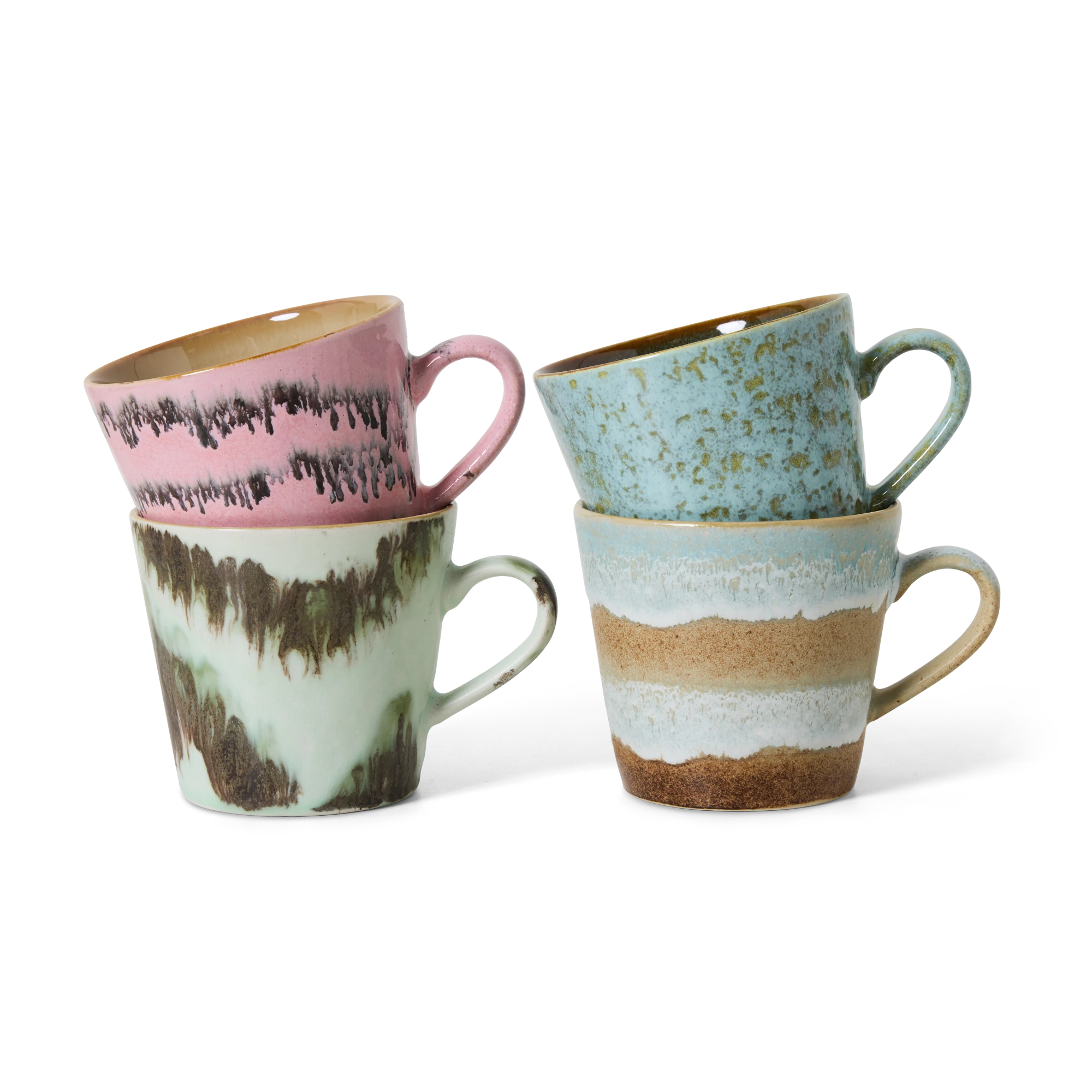 HKLIVING Set of 4 Cappuccino Mugs in Various Colourways - Lifestory
