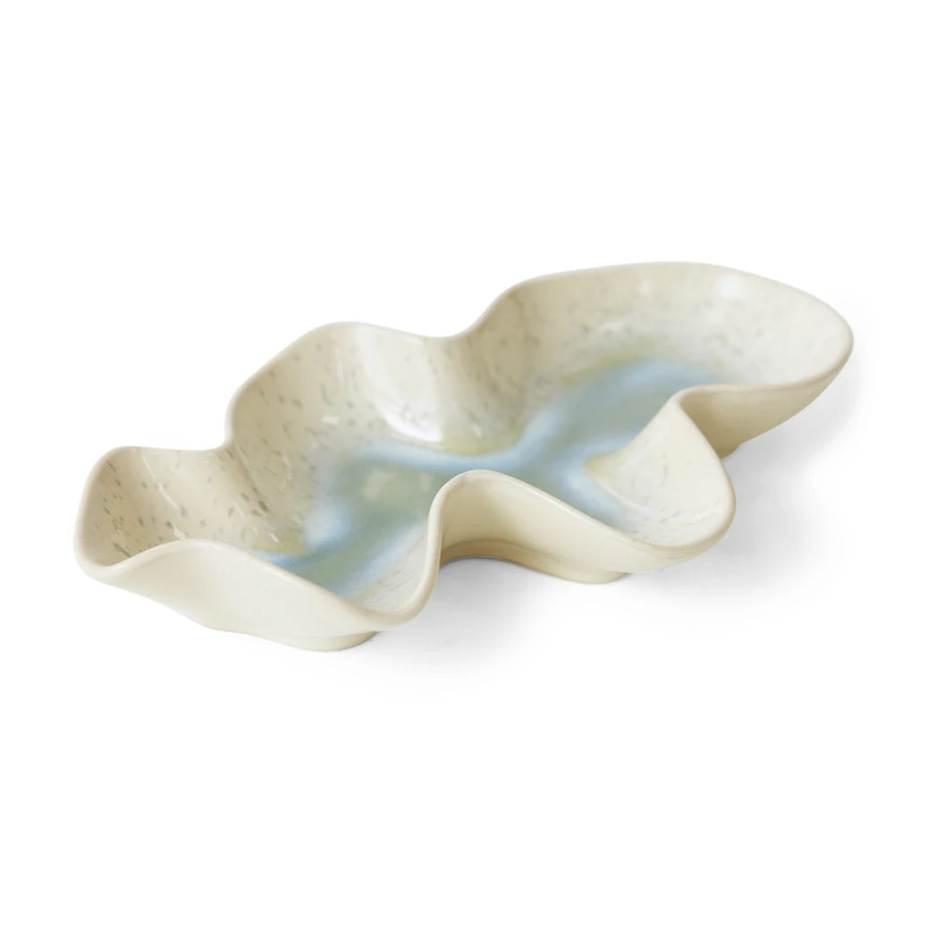HKLIVING Ceramic Shell Serving Bowl in Oyster on a white background