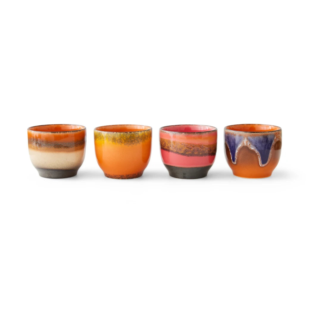 HKLIVING Set of 4 Café Cups in Various Colourways - Lifestory
