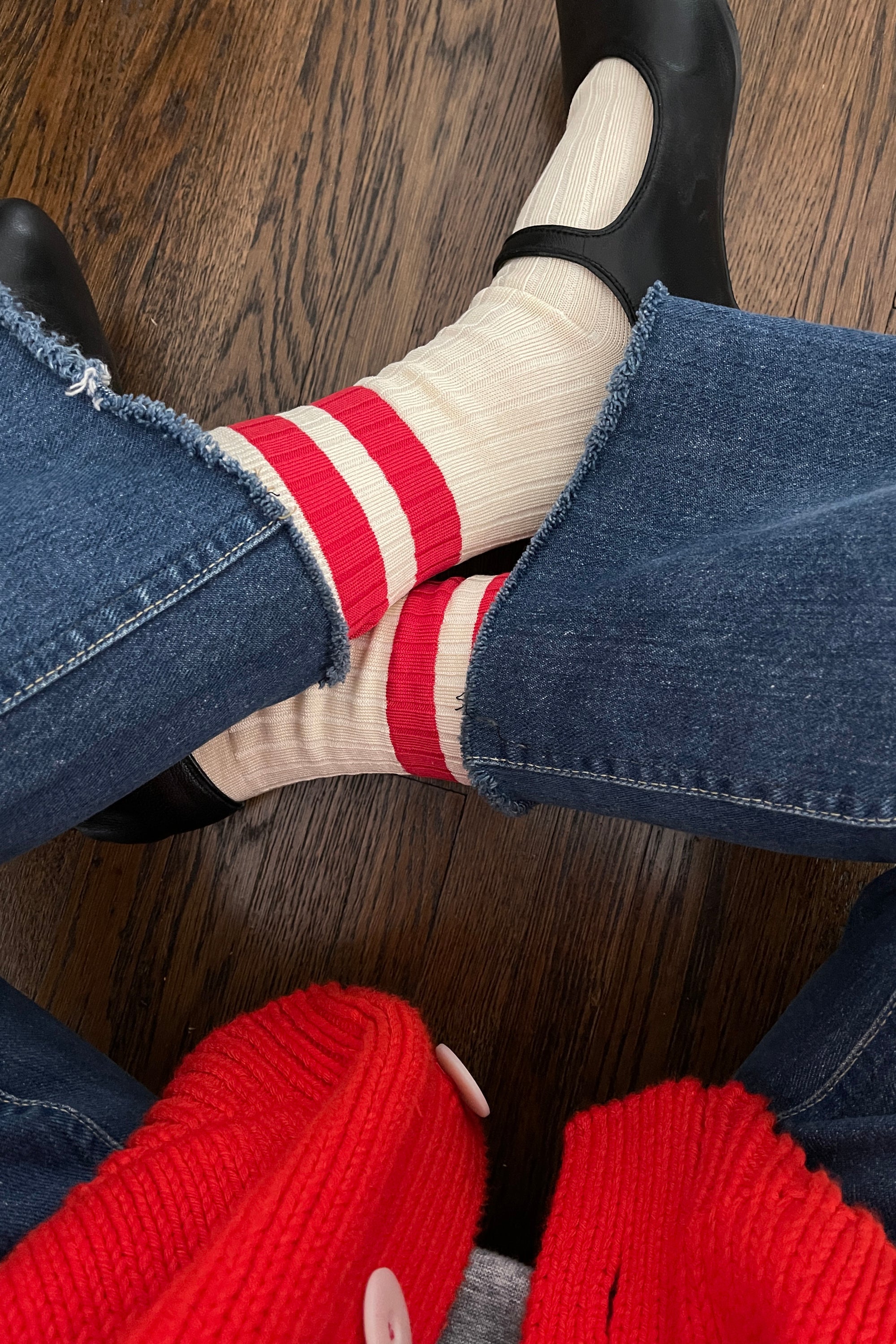 Her Socks - Varsity | Cream Red | by Le Bon Shoppe - Lifestory