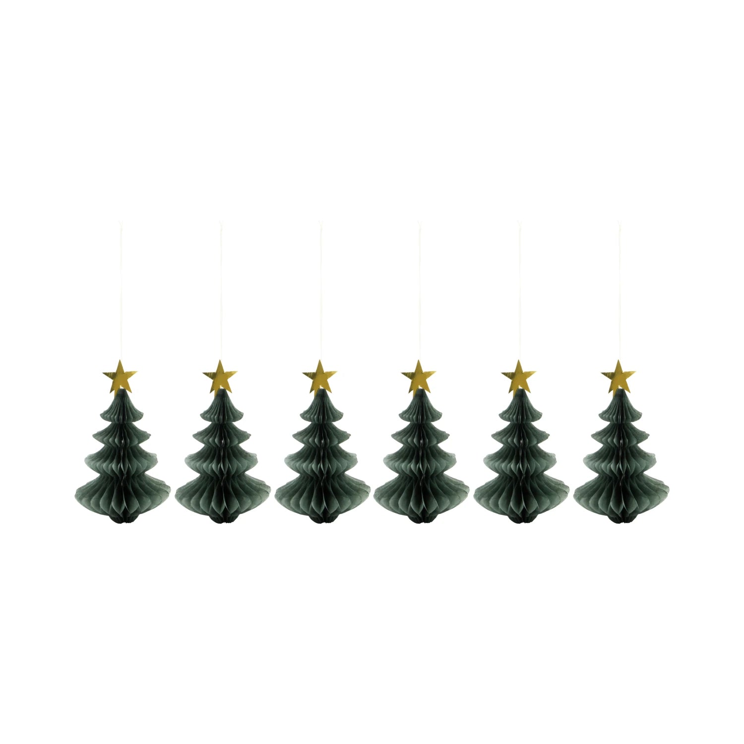 House Doctor Set of 6 Hanging Tree Paper Decorations in Various Colours - Lifestory