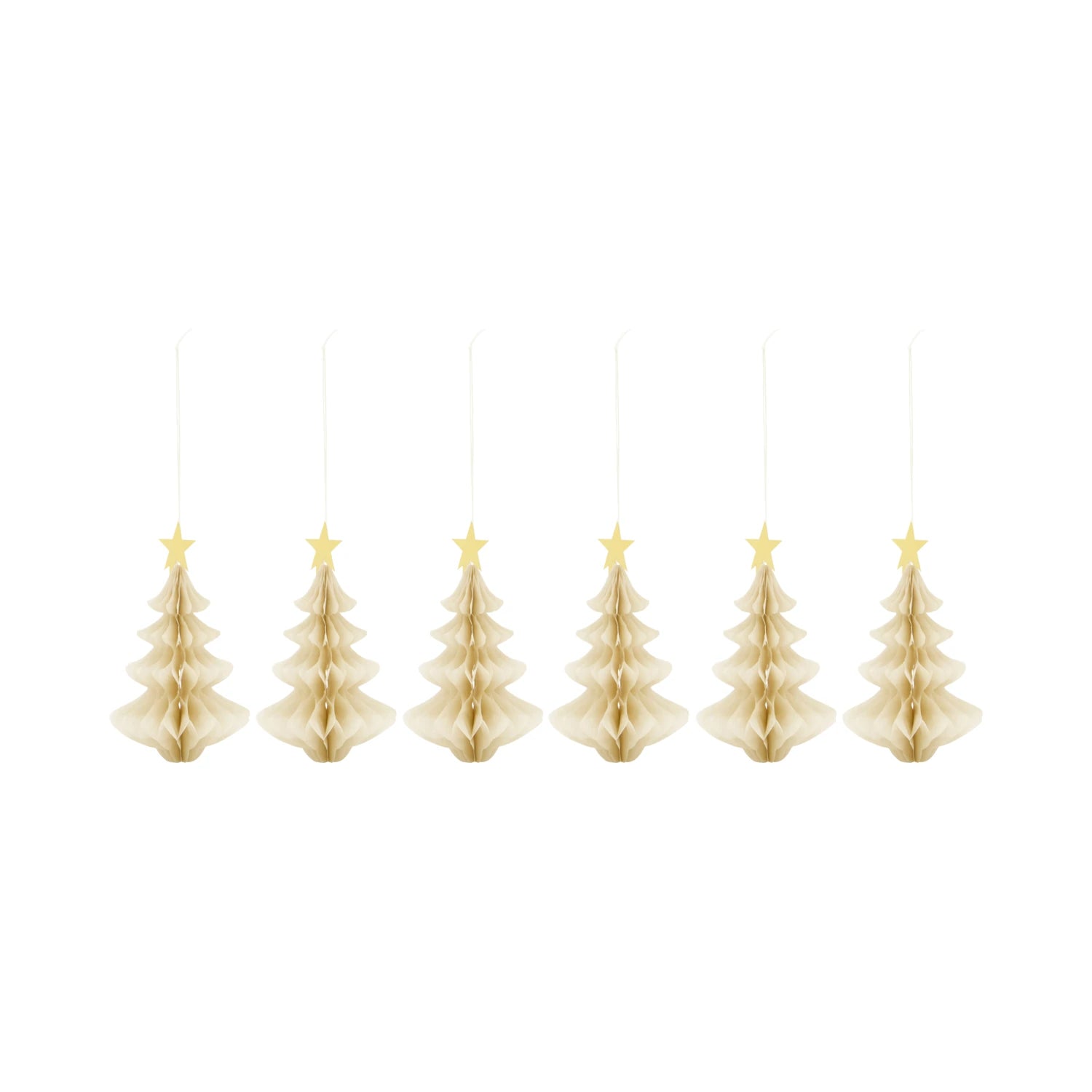 House Doctor Set of 6 Hanging Tree Paper Decorations in Various Colours - Lifestory