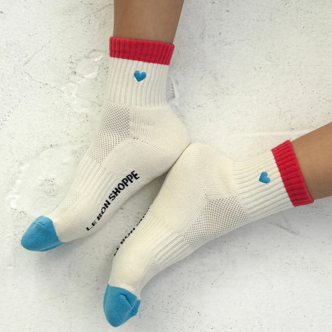 Le Bon Shoppe Embroidered Colour Block Girlfriend Socks (UK 4-8) in Various Colours - Lifestory