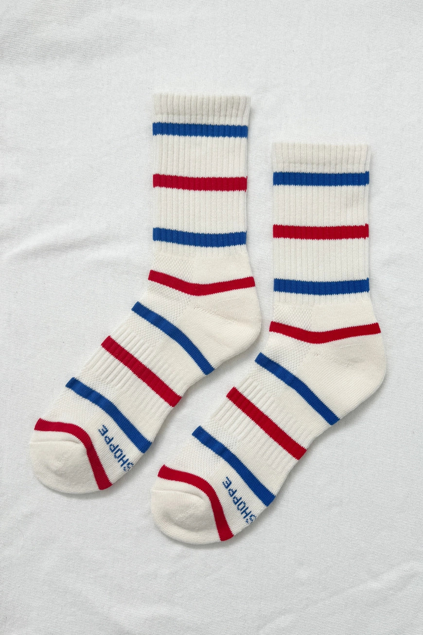 Boyfriend Socks | Red and Blue Stripe | by Le Bon Shoppe - Lifestory