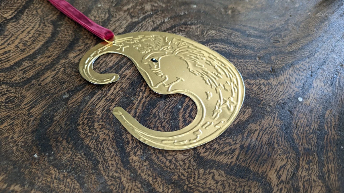 Meg Fatharly Tin Embossing Moon Ornament with Ribbon