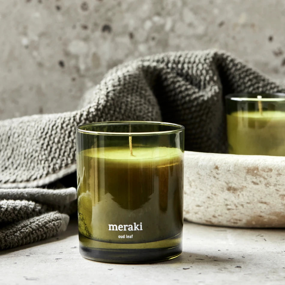 Meraki Large Scented Candle (28 Hour Burn) - Oud Leaf - Lifestory