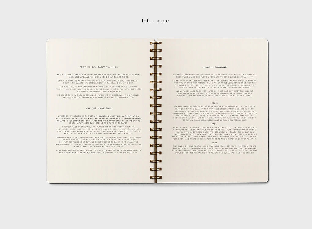 Moxon B5 Form Lined Wire-Bound Daily Planner - Lifestory