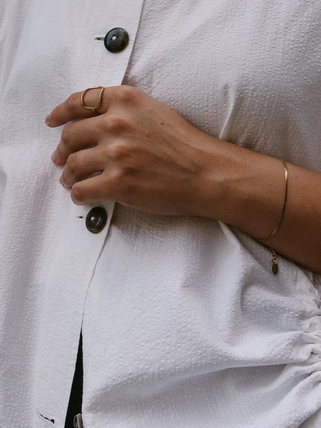 Open Square Ring - Water Resistant Gold Plating by Nordic Muse