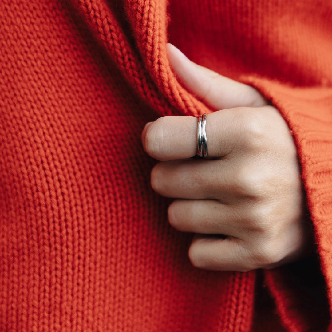 Silver Entwined Ring - Water Resistant Plating by Nordic Muse