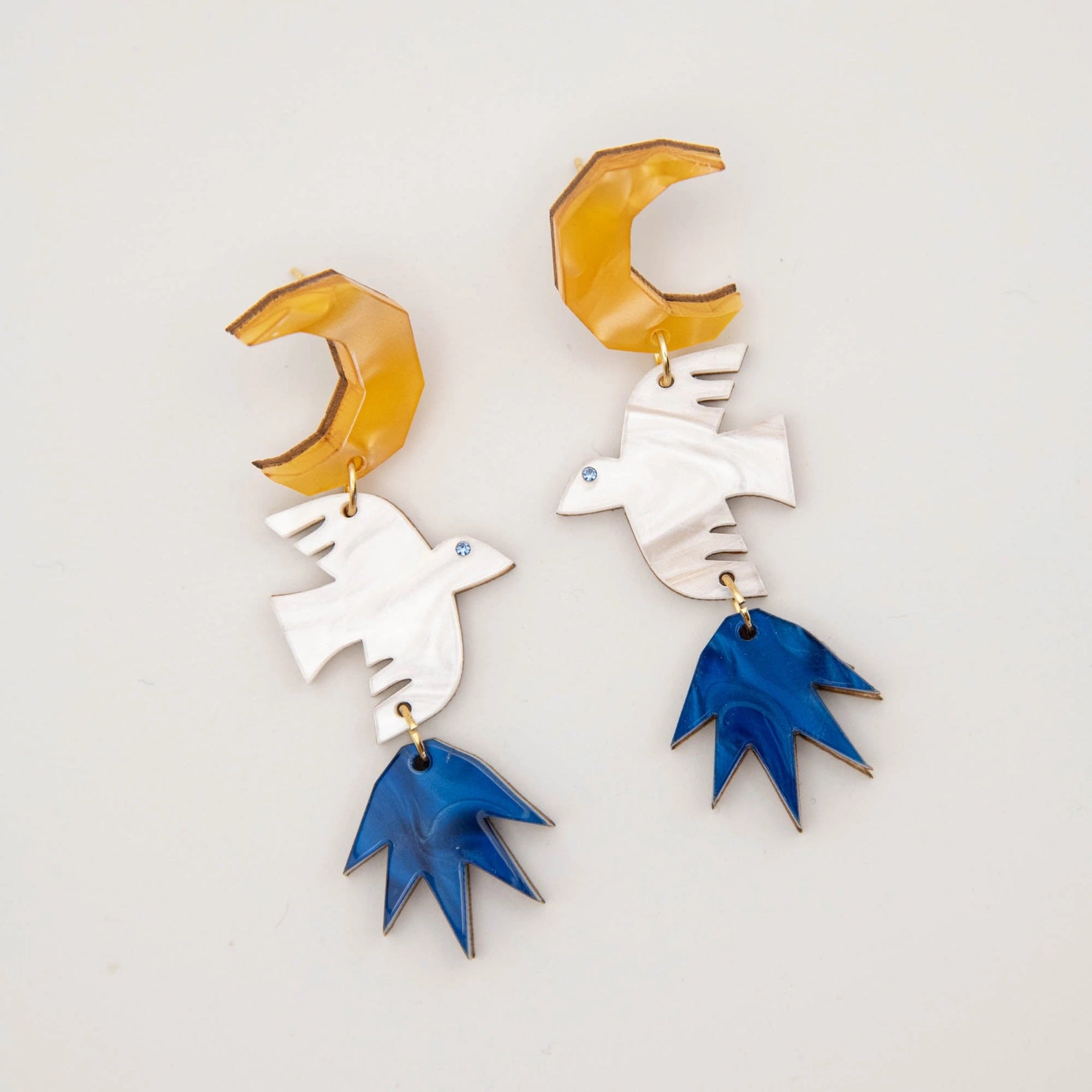 Pepper You Night Bird Statement Drop Earrings