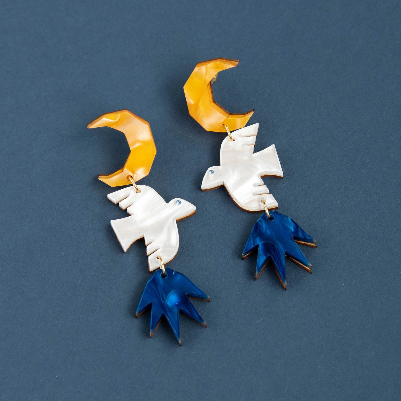 Pepper You Night Bird Statement Drop Earrings