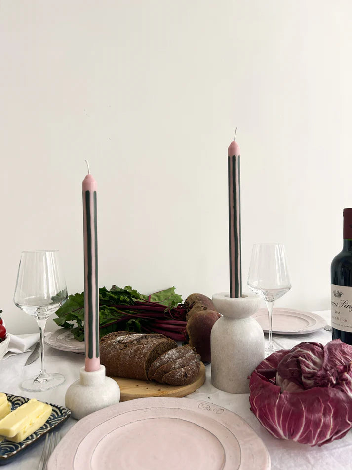 Pygmalion London Set of 2 Patterned Dinner Candles in Various Colours - Lifestory