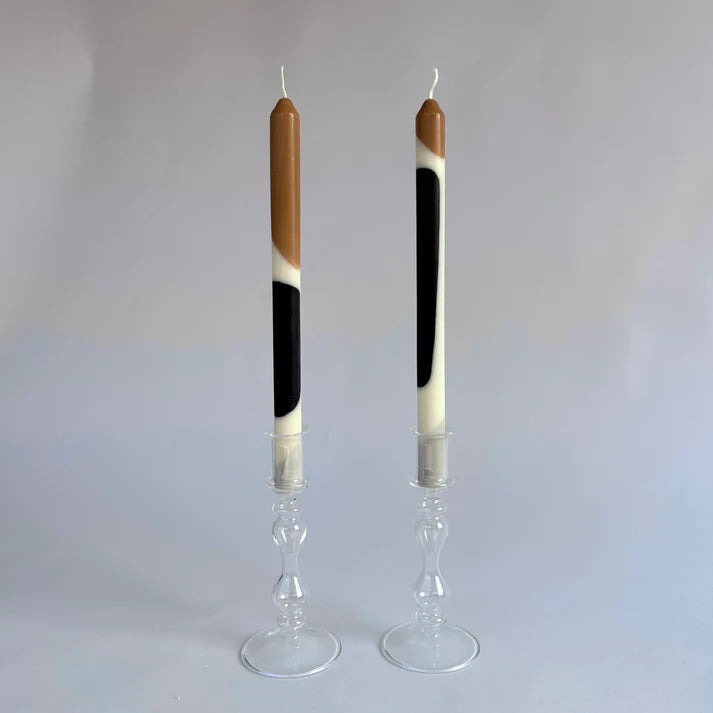 Pygmalion London Set of 2 Patterned Dinner Candles in Various Colours - Lifestory