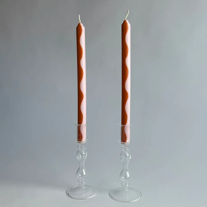 Pygmalion London Set of 2 Patterned Dinner Candles in Various Colours - Lifestory