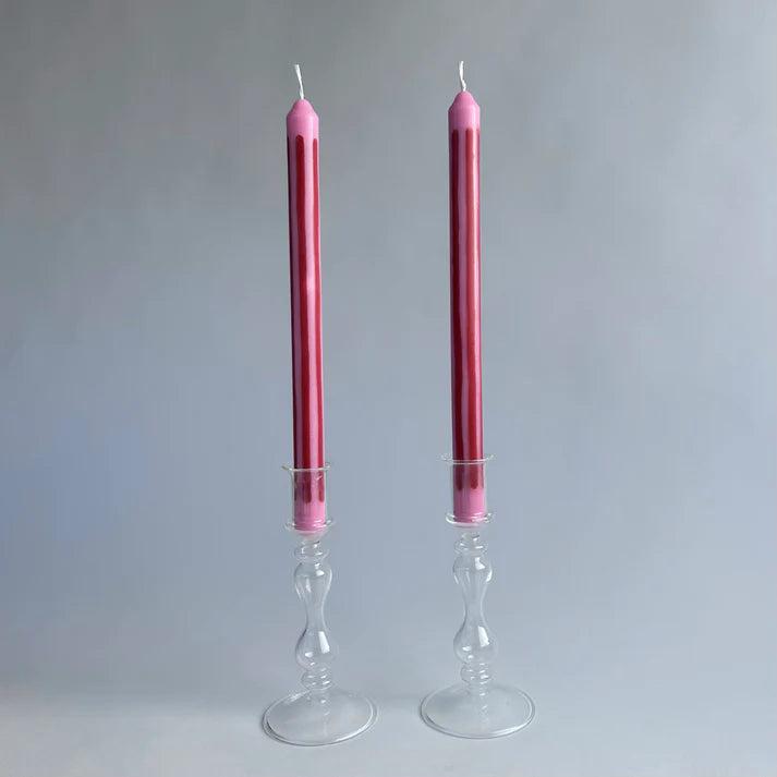Pygmalion London Set of 2 Patterned Dinner Candles in Various Colours - Lifestory