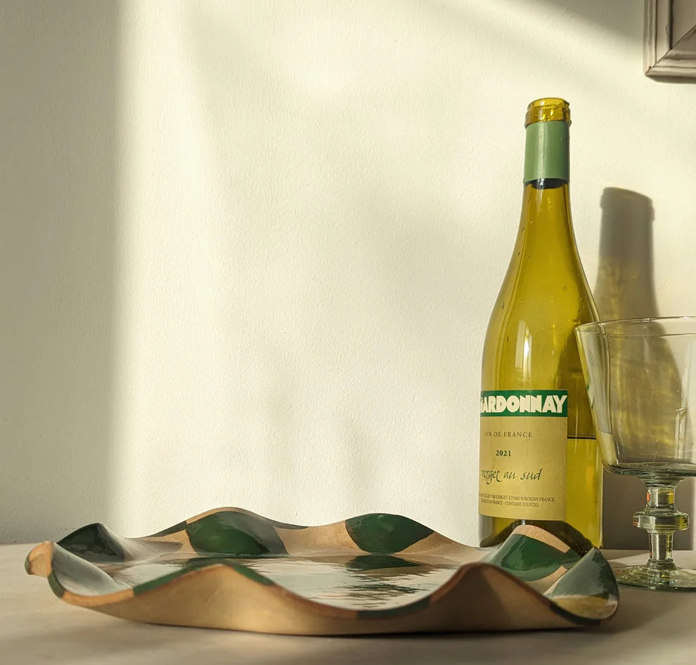 Rosie Gore Wavy Check Round Platter in Various Colours - Lifestory