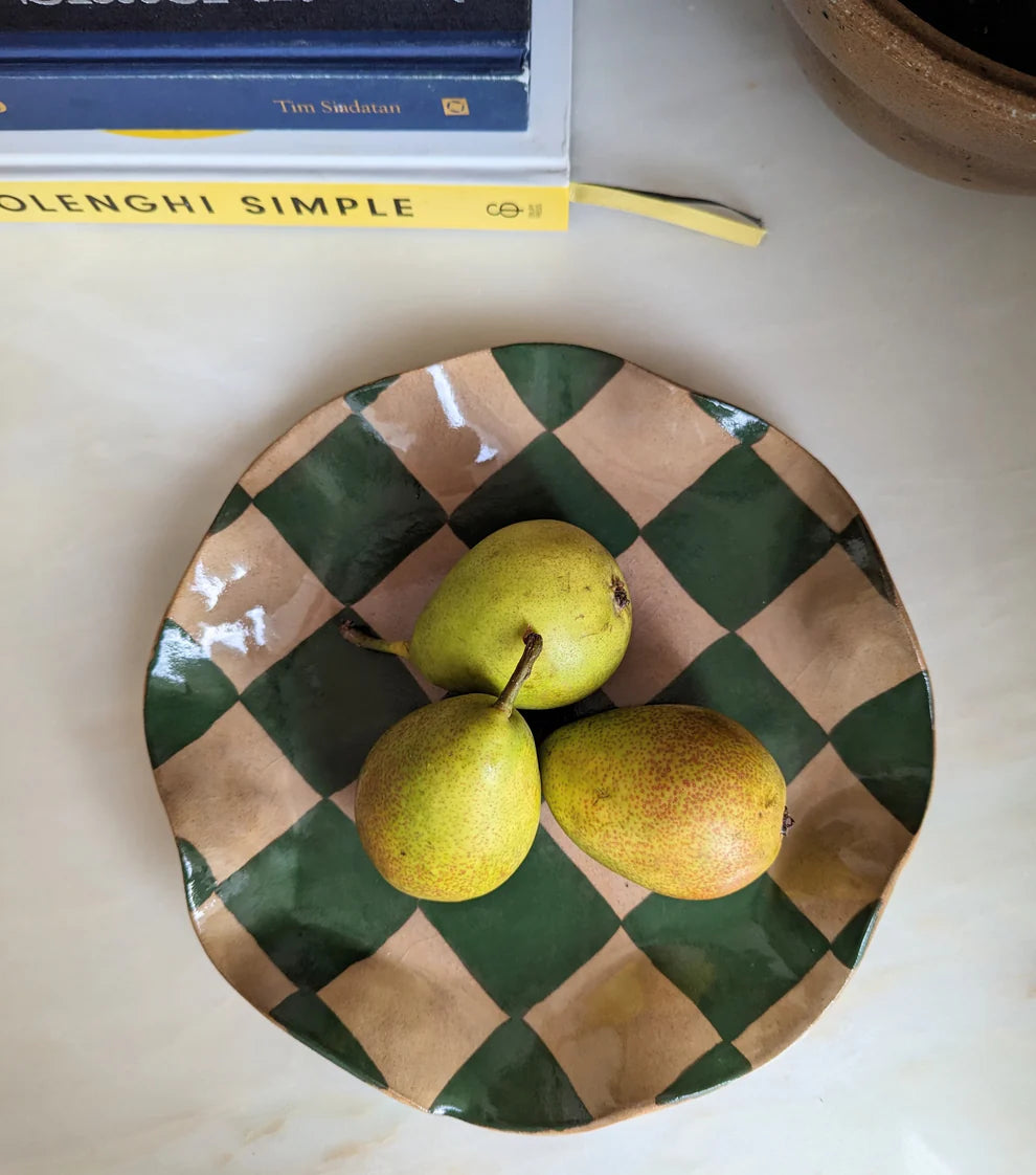 Rosie Gore Wavy Check Round Platter in Various Colours - Lifestory