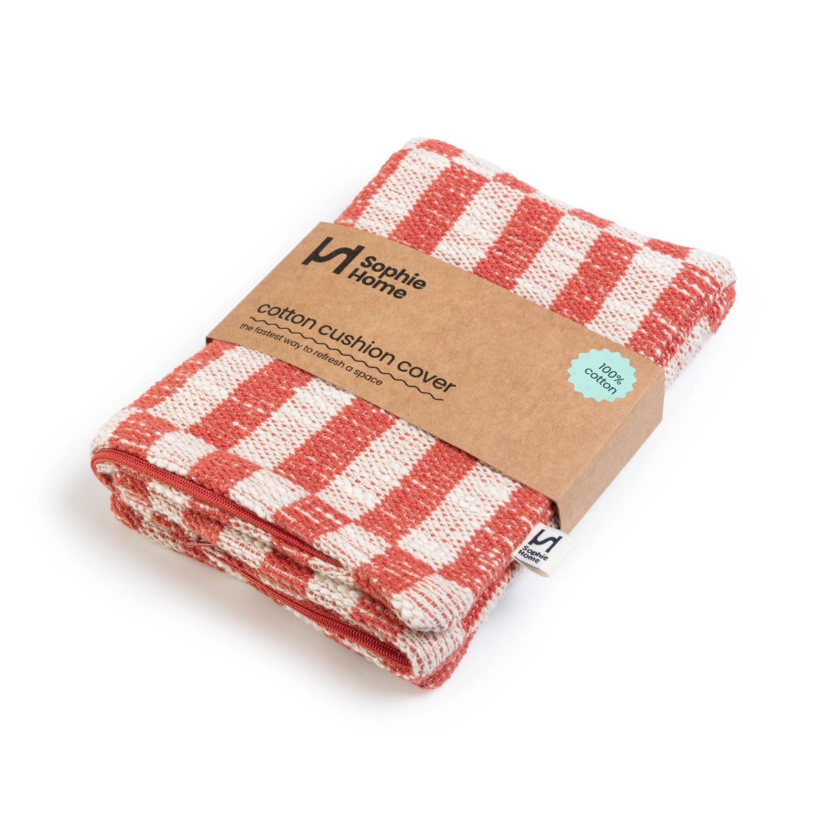 Sophie Home Blok Woven Square Cushion Cover - Optional Inner | Orange