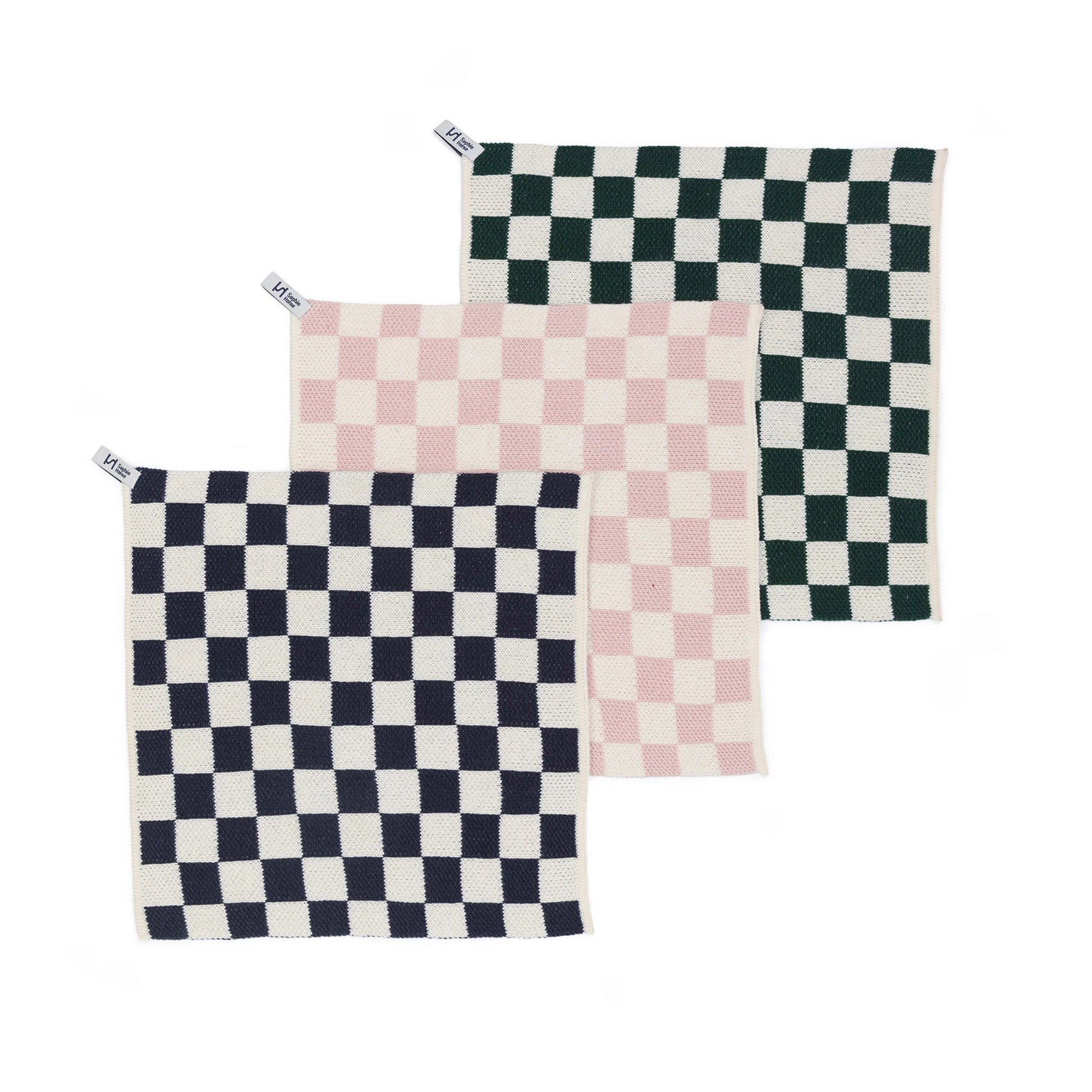Sophie Home Reusable Cotton Checked Dish Cloths - Set of 3 - Lifestory