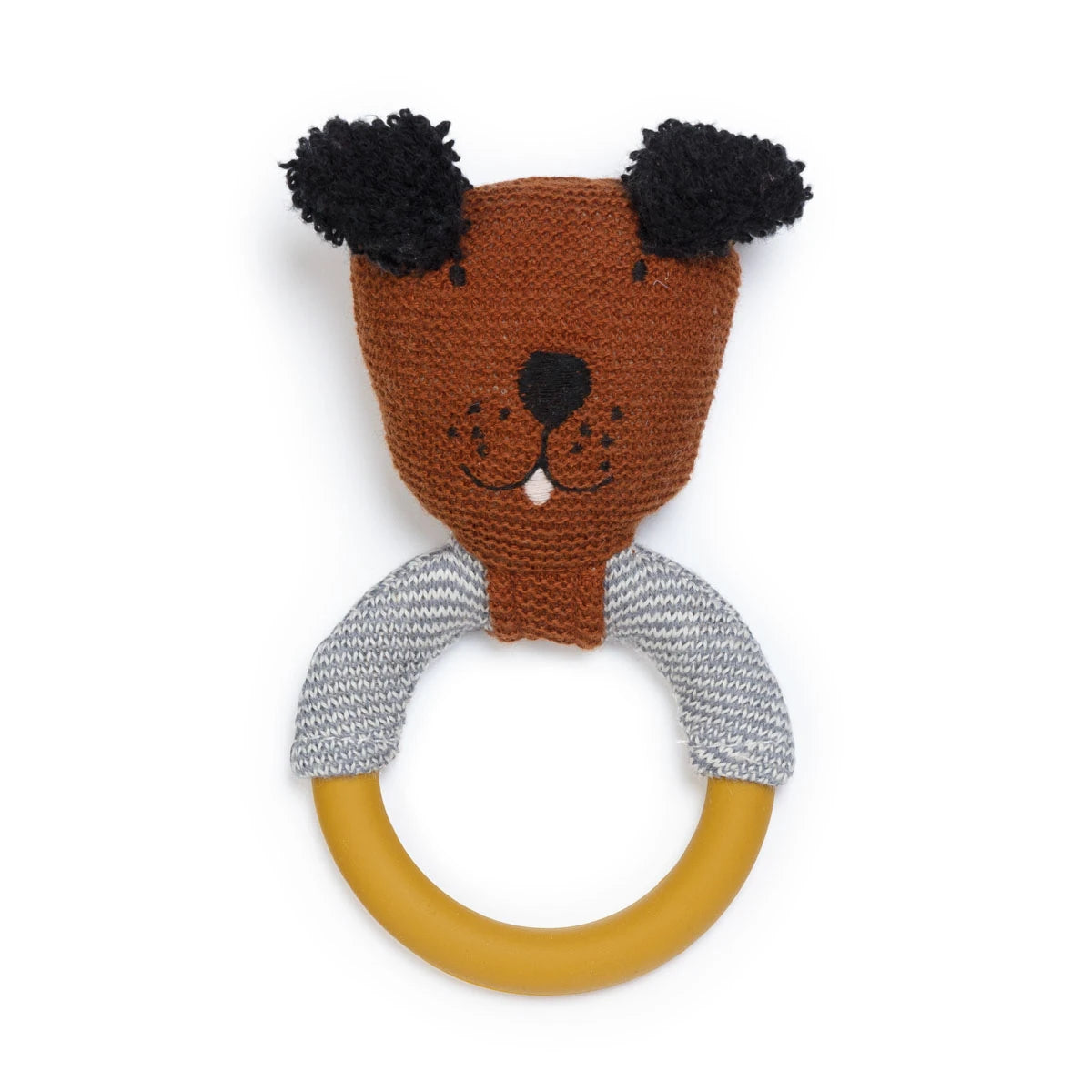 Dog Teether Rattle | Brown | Cotton & Silicone | by Sophie Home - Lifestory