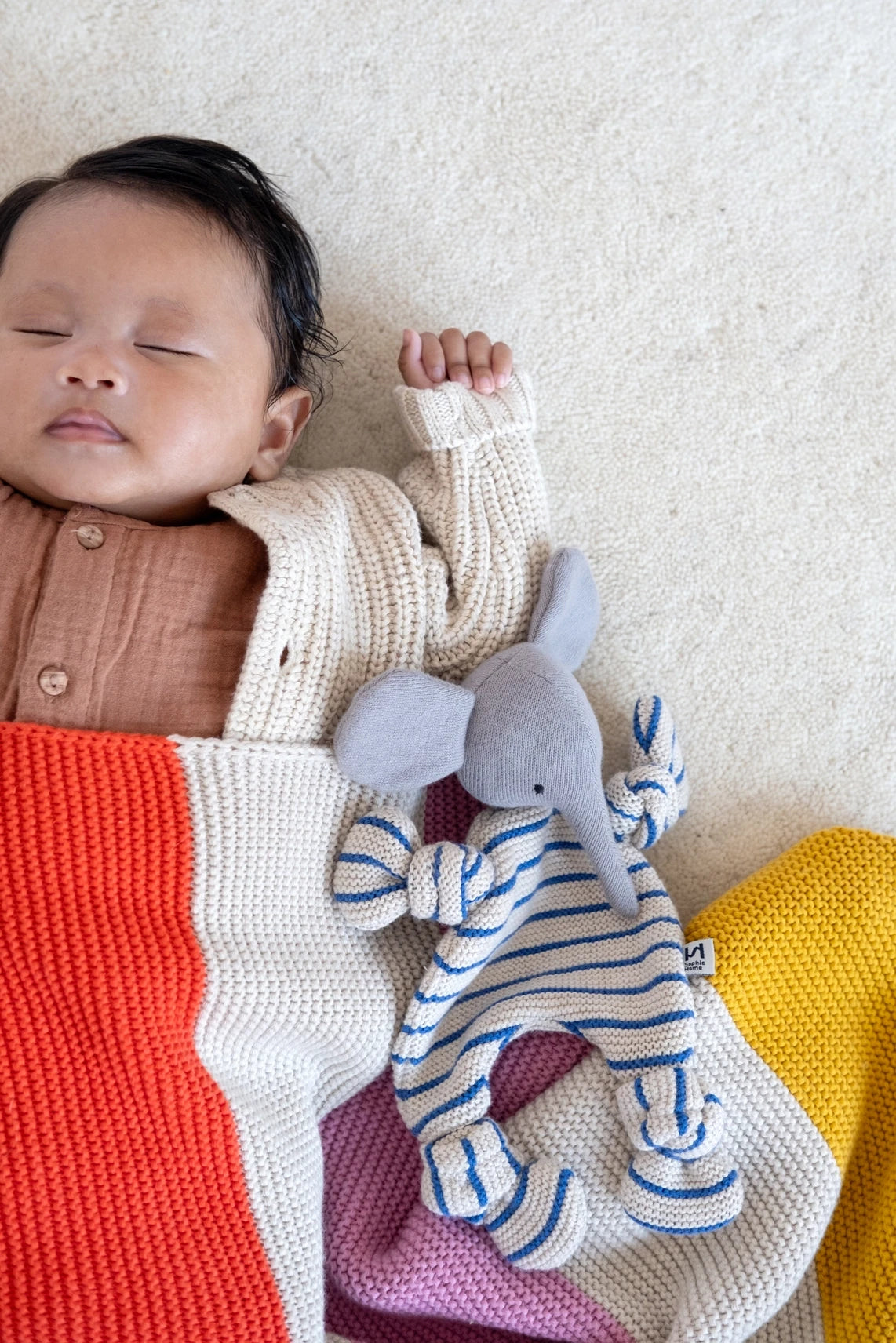 Sophie Home Elephant Comforter Cuddle Cloth in Cobalt Stripe - Lifestory