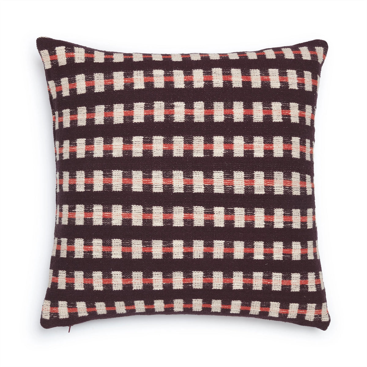Sophie Home Hila Woven Square Cushion Cover - Optional Inner | Burgundy