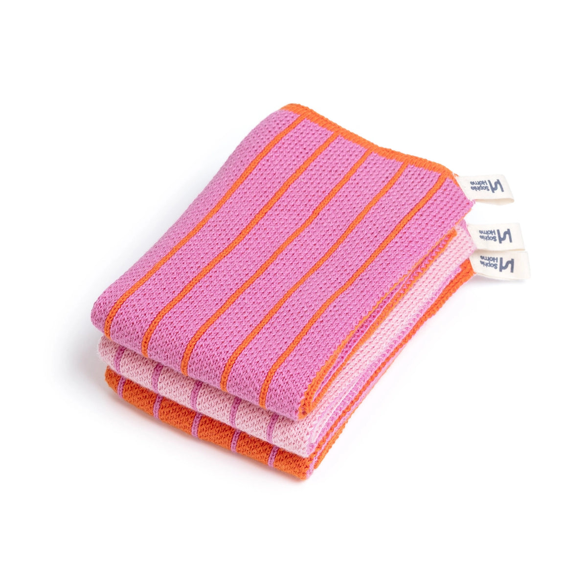 Sophie Home Reusable Cotton Striped Dish Cloths - Set of 3