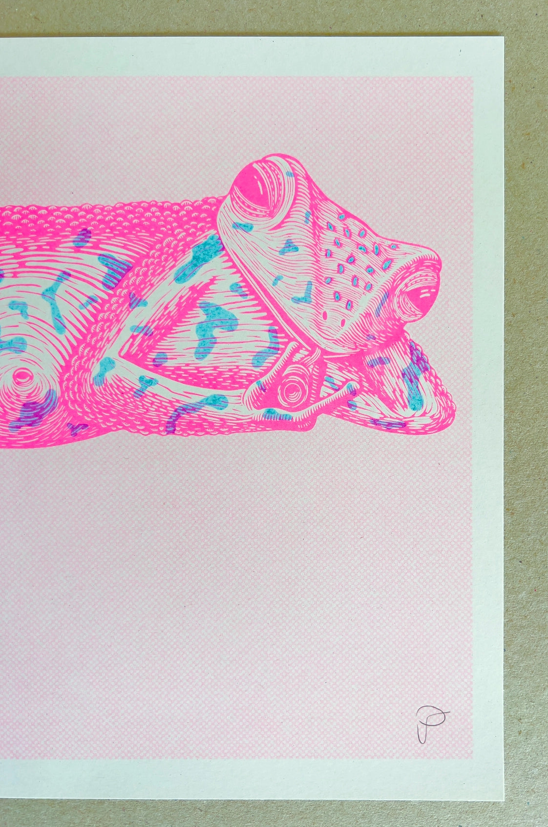 "Ribbit For Her Pleasure" Unframed A3 Riso Print by Strangford