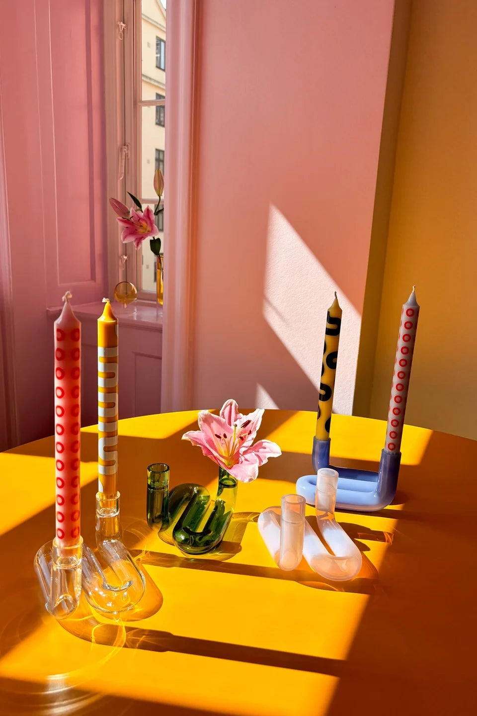 Studio About Wave Candle Holder, Milky Rose