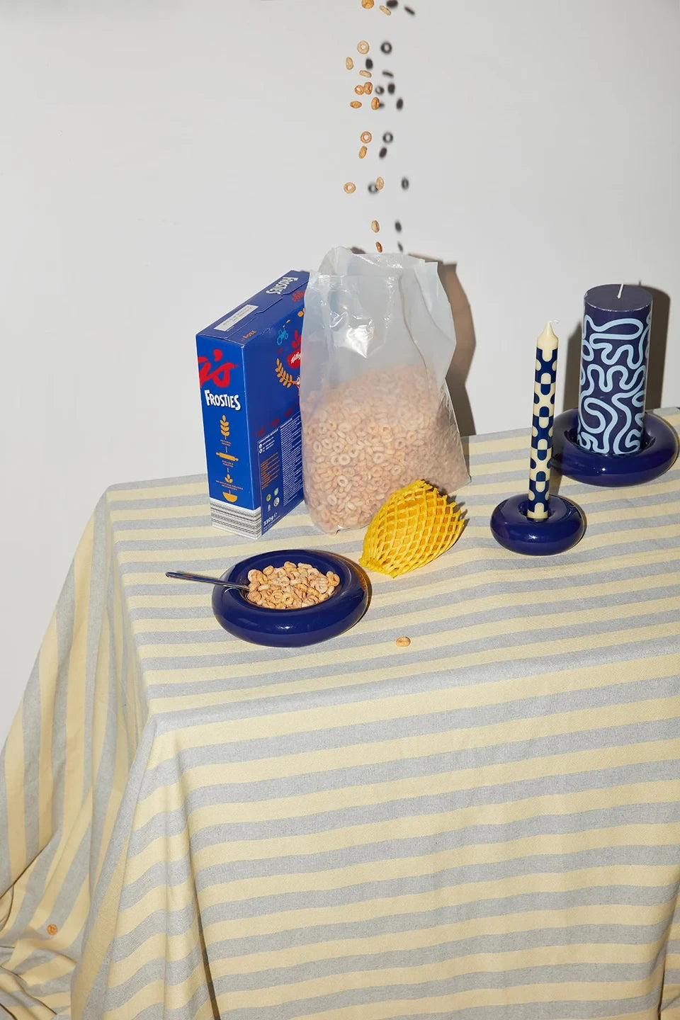 Studio About Pillar Candle in dark blue and light blue