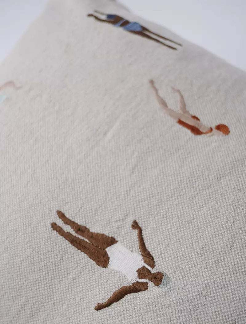 Swimmers Embroidered Cushion | With Inner | by Fine Little Day - Lifestory