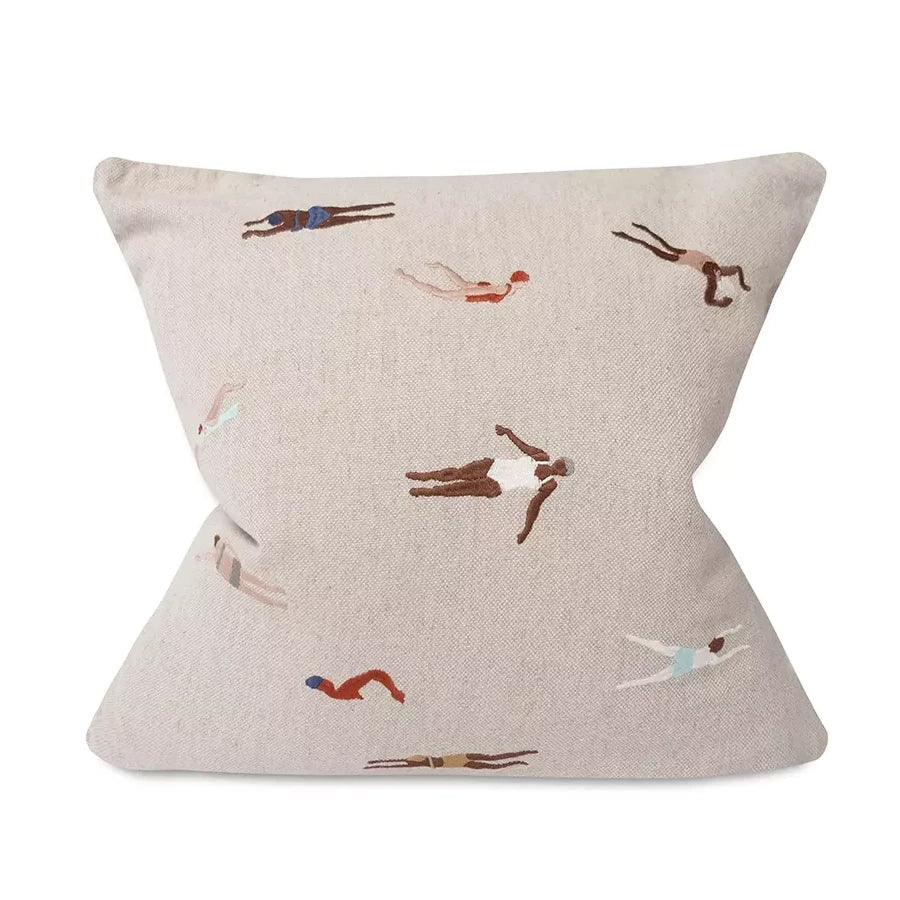No Waste Swimmers Embroidered Cushion | With Inner | by Fine Little Day - Lifestory