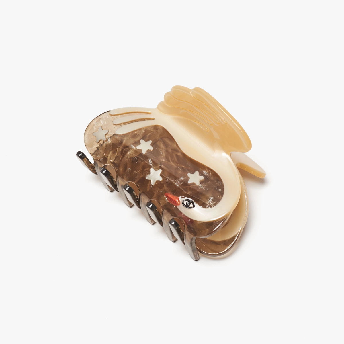 Decorative hair clip with a swan design on a white background