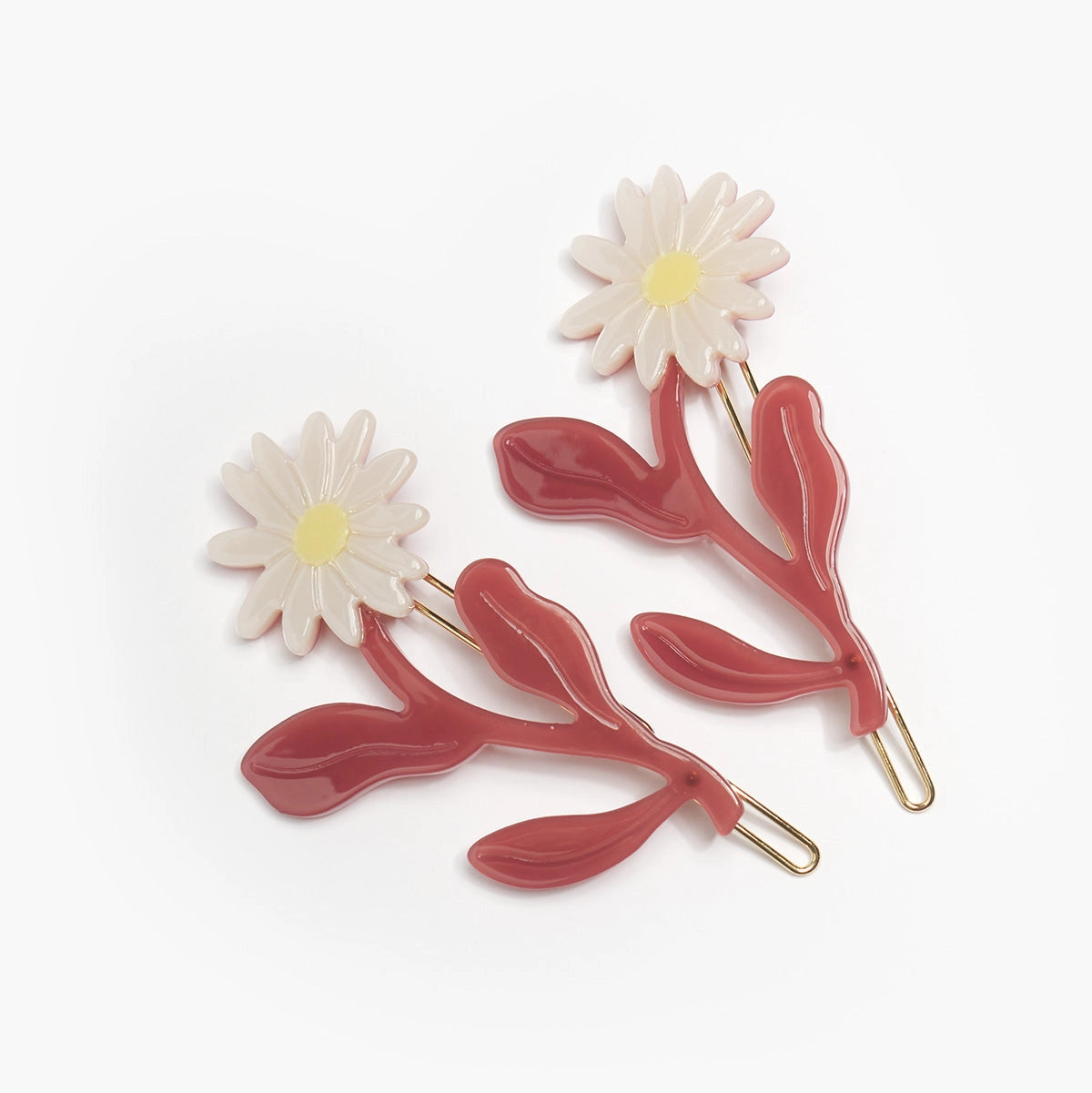 Winona Irene Marguerite Daisy Flower Barrette Hair Clip Pair