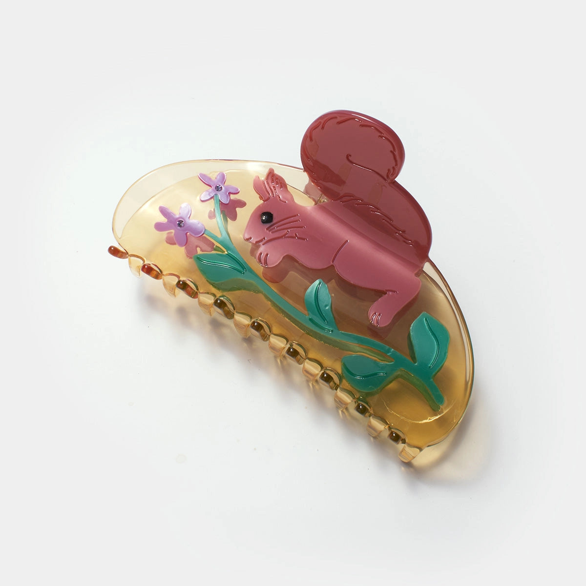Winona Irene Red Squirrel & Wild Violet Hair Claw
