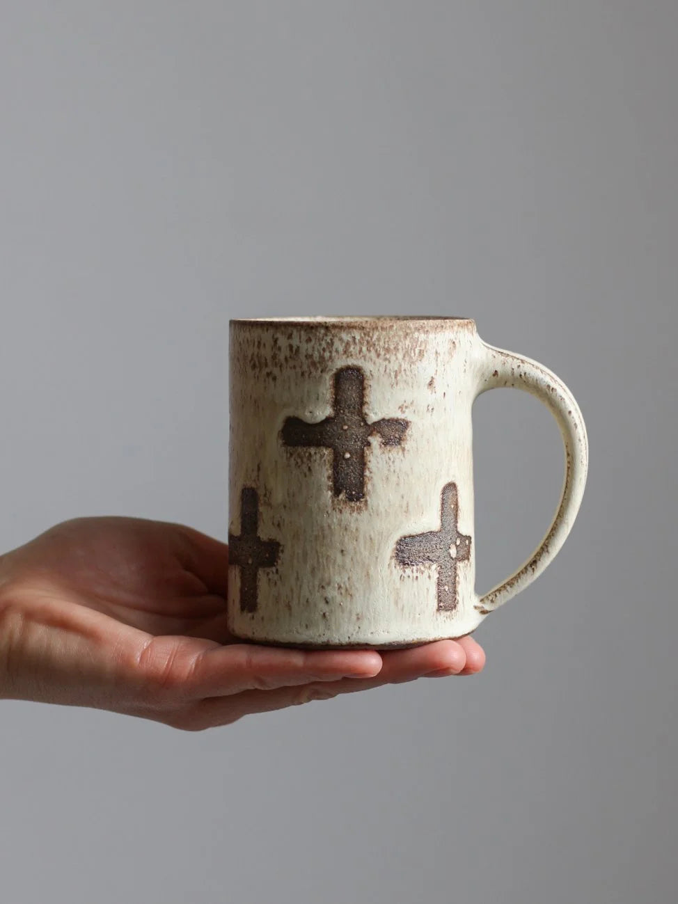 Patterned Tall Mug - No. 1 | Crosses | by Aku Ceramics - Lifestory