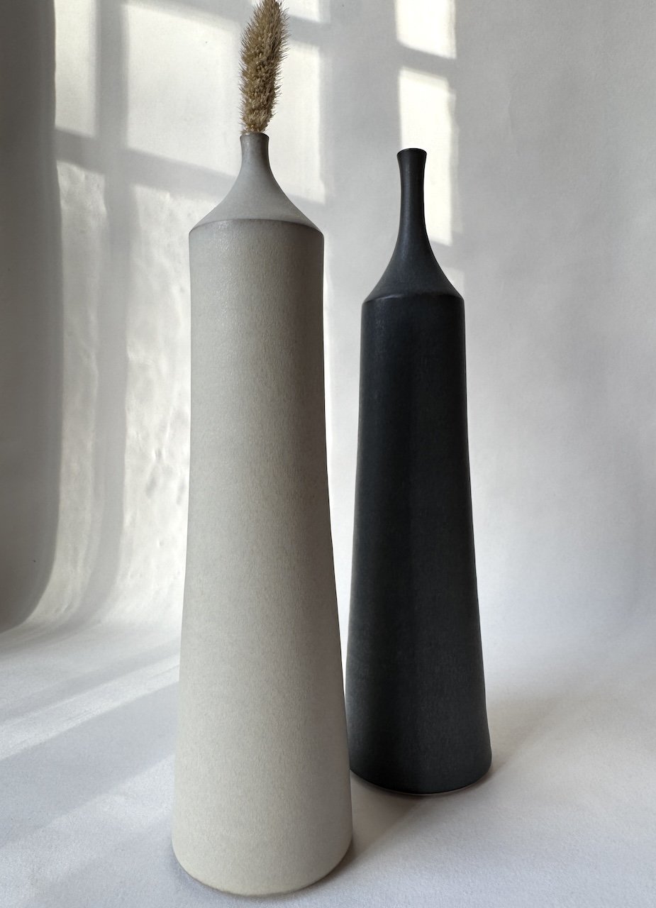 Large Ceramic Bottle No. 12 | Tapered Neck | Warm White | by Borja Moronta - Lifestory