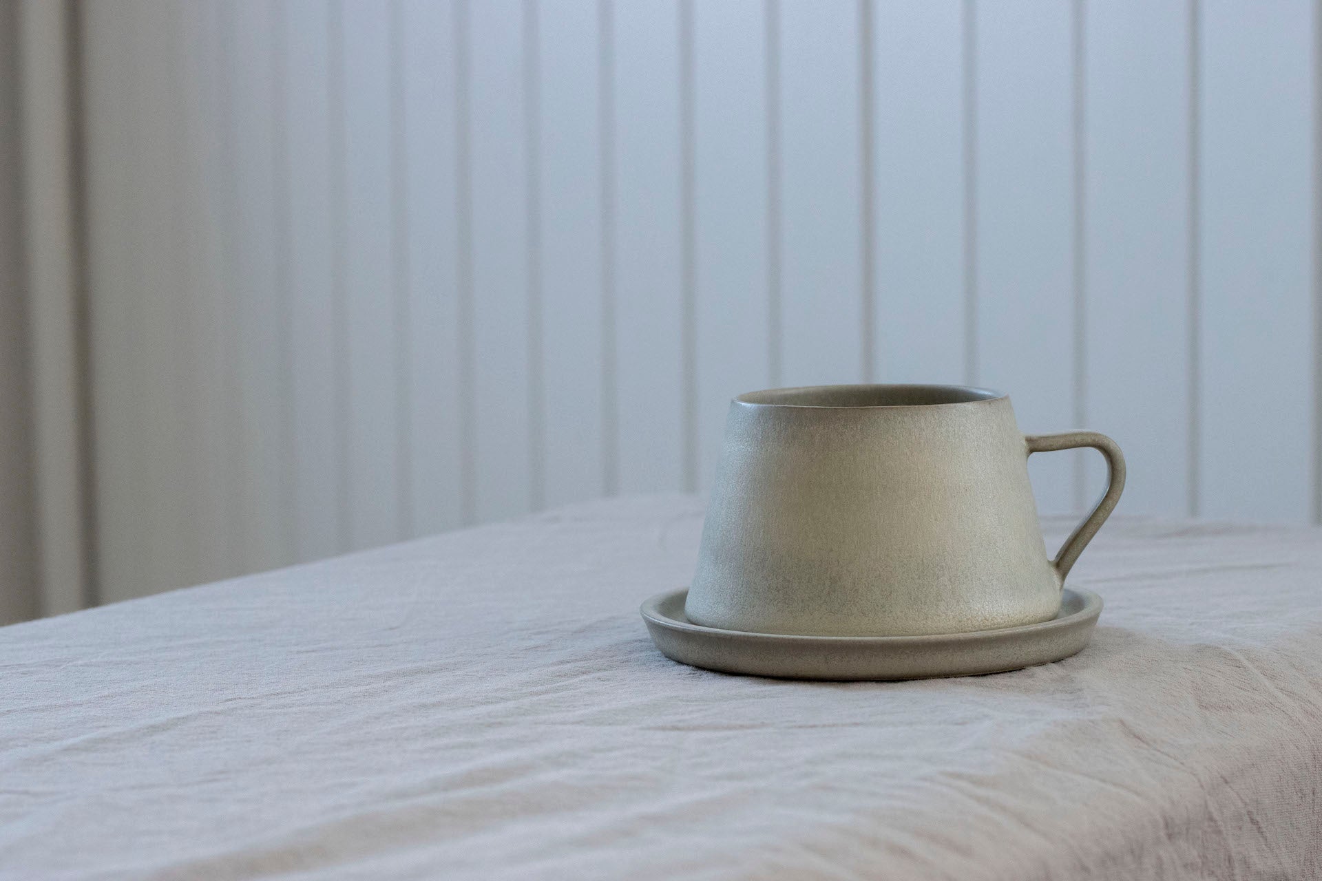 Tapered Cup & Saucer | Feather Grey | by Borja Moronta - Lifestory