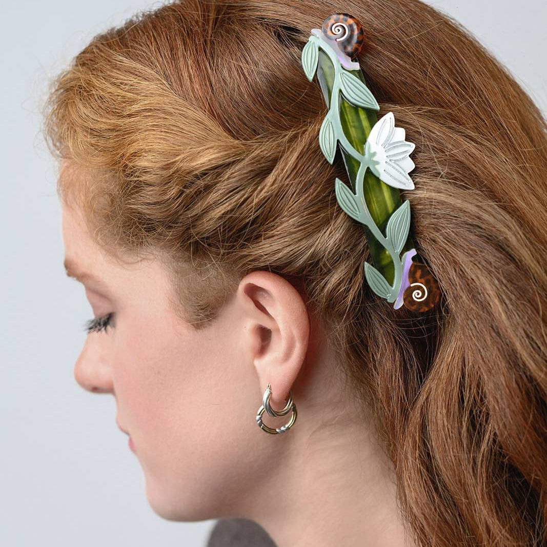 Winona Irene Brocéliande French Barrette with Flowers & Snails - Lifestory