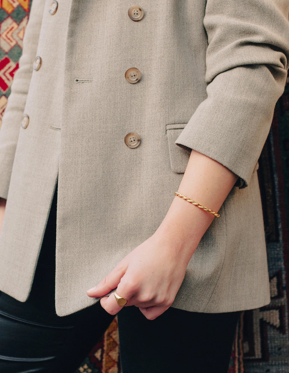 Twist Cuff Bangle - Water Resistant Gold Plating by Nordic Muse - Lifestory
