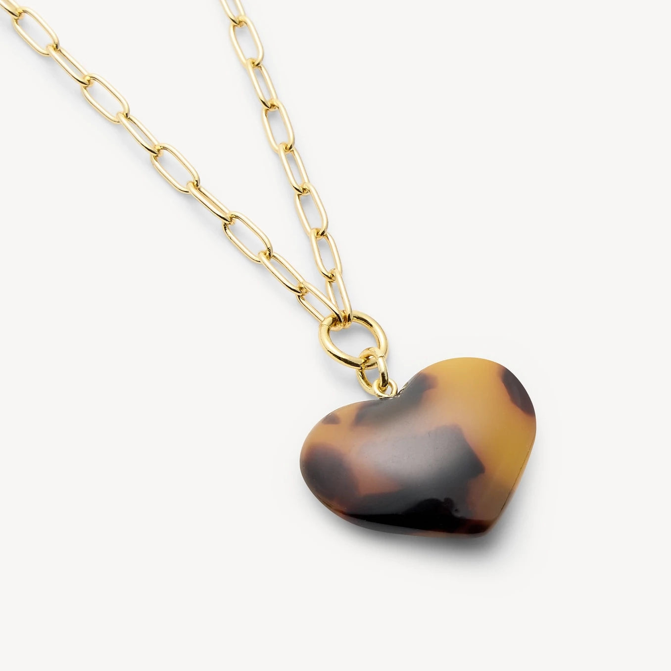 MACHETE Midi Heart Pendant Necklace in Classic Tortoise Acetate & Gold-Plate - Lifestory