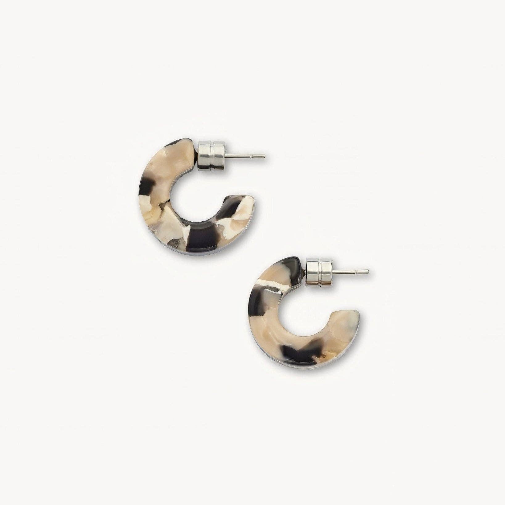 MACHETE Muse Hoops in neutral Abalone blend acetate on a white background