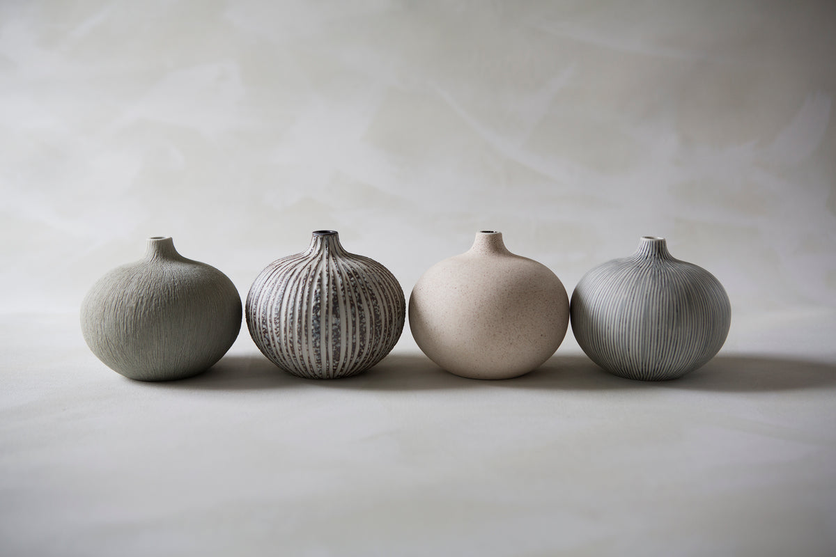 Bari Vase | Small | Vertical Grey Stripes | by Lindform - Lifestory - Lindform