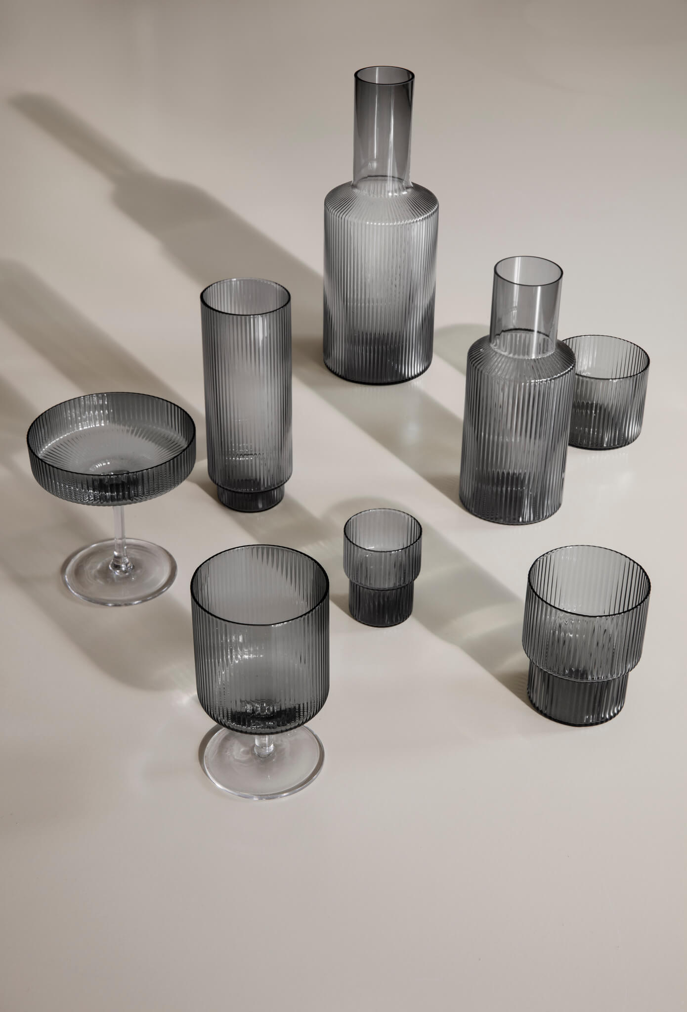Ripple Wine Glass | Smoked Grey | Set of 2 | by ferm Living - Lifestory - ferm Living