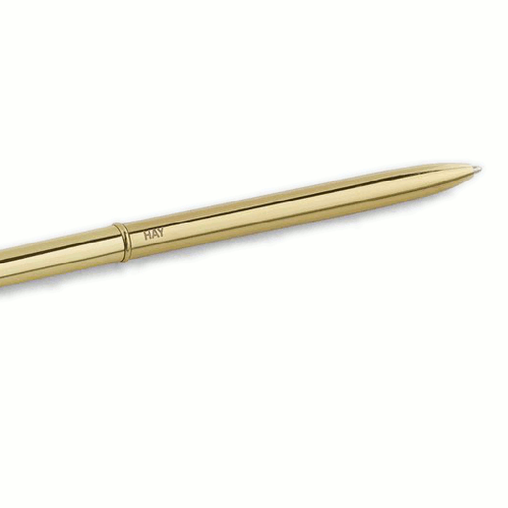 Close up logo details of HAY Bullet Pen in Gold 